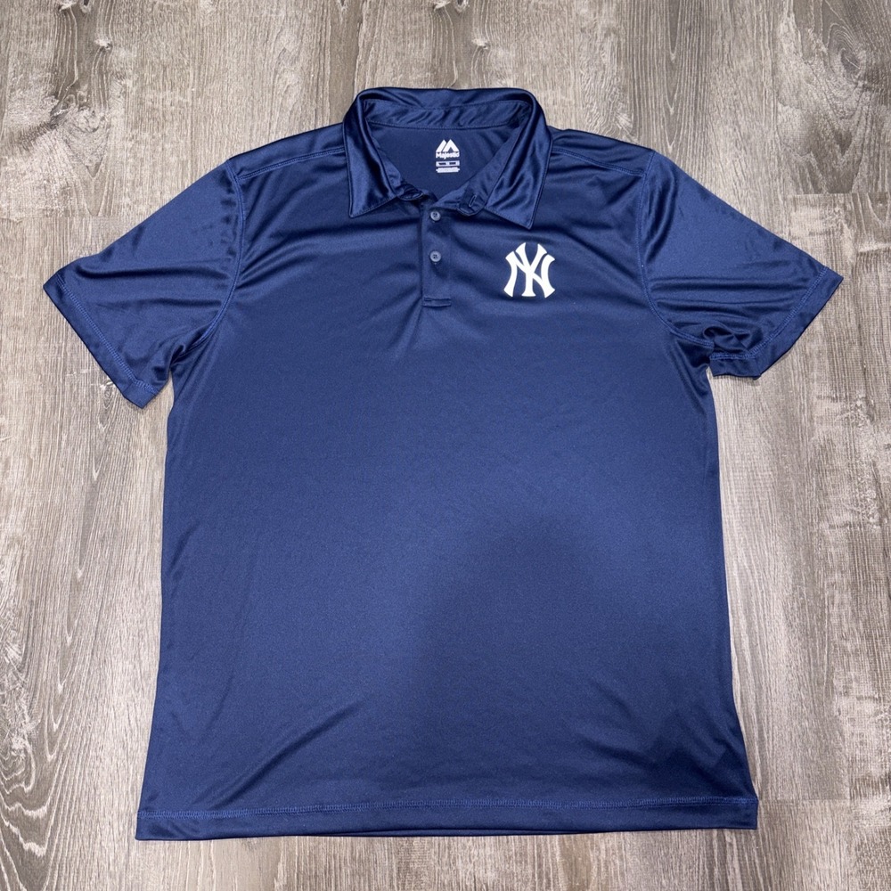 New York Yankees Polo Shirt Mens XL Navy MLB Baseball Short Sleeve Performance